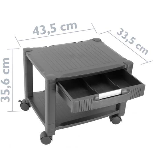 Tavolino 2 livelli per stampante con ruote e cassetto