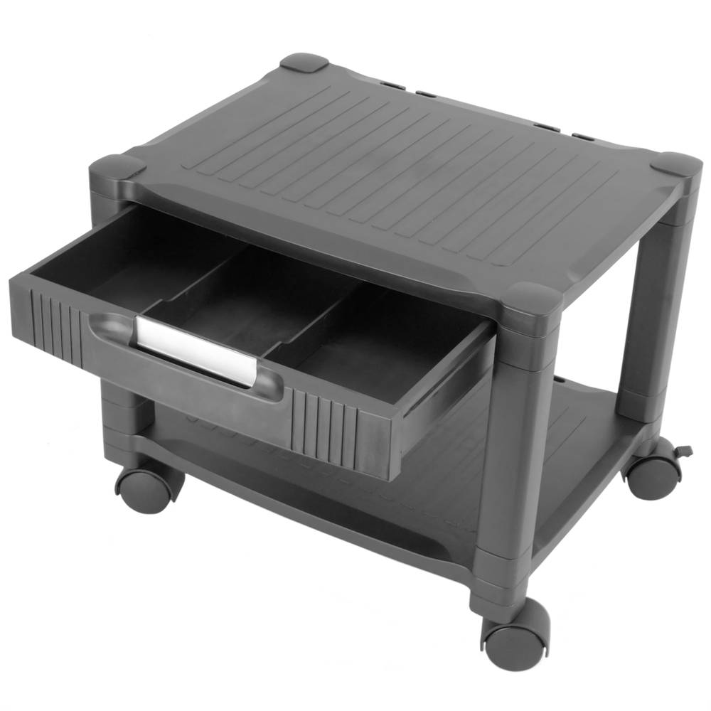 Tavolino 2 livelli per stampante con ruote e cassetto