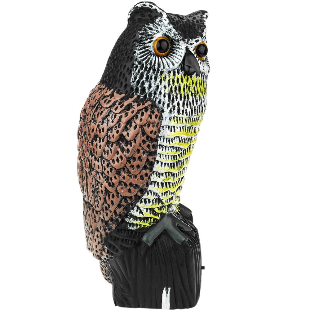 Vogel afstoter uil standbeeld type met geluid en reflecterende ogen 40cm vrouwelijk