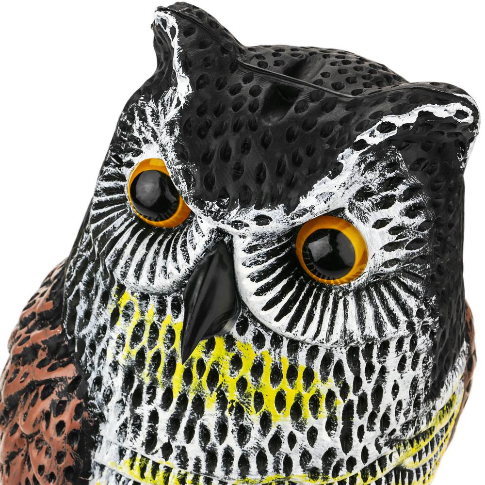 Vogel afstoter uil standbeeld type met geluid en reflecterende ogen 40cm vrouwelijk