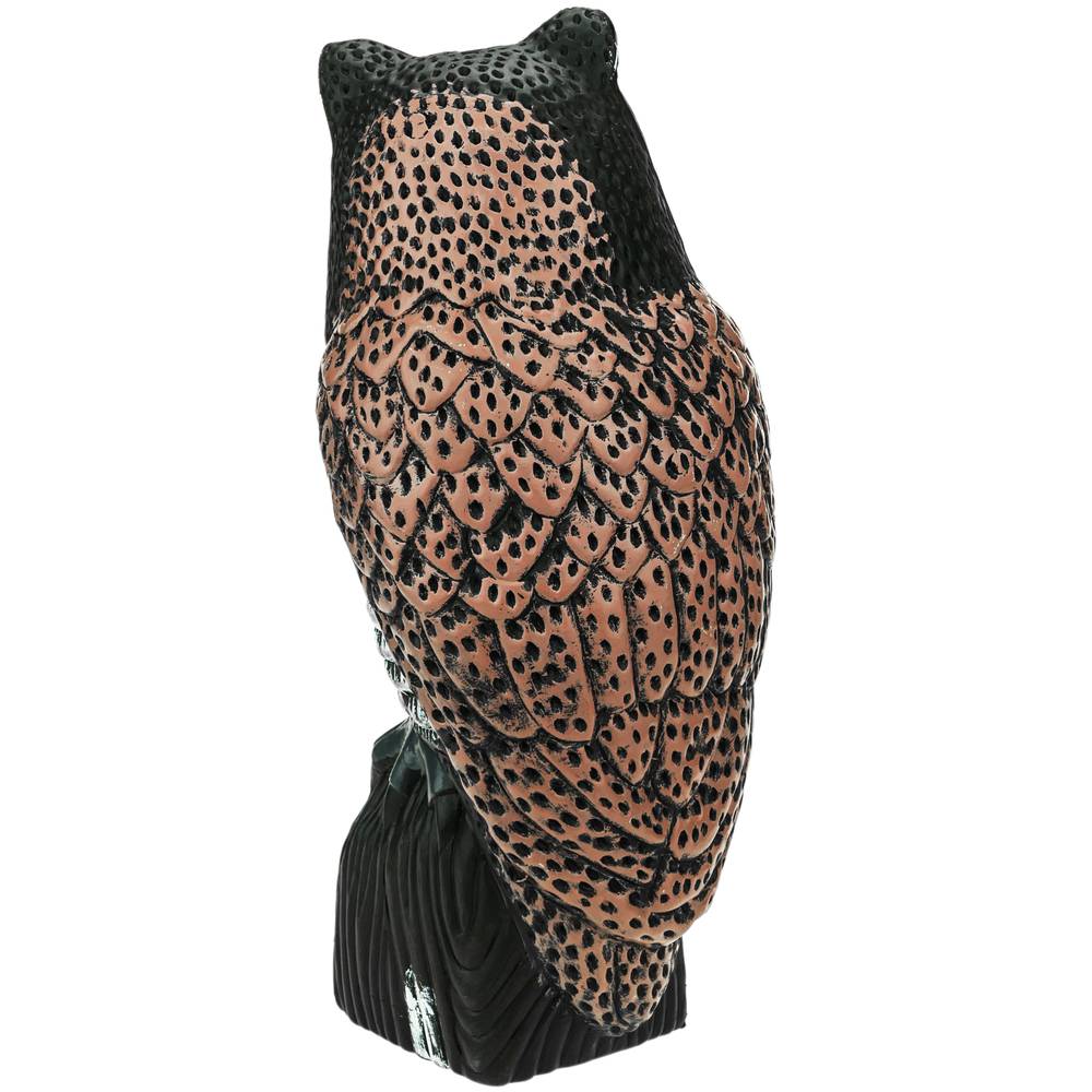 Vogel afstoter uil standbeeld type met geluid en reflecterende ogen 40cm vrouwelijk