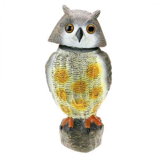 Vogelscheuche Eule Figur mit Reflektoraugen 40cm mann