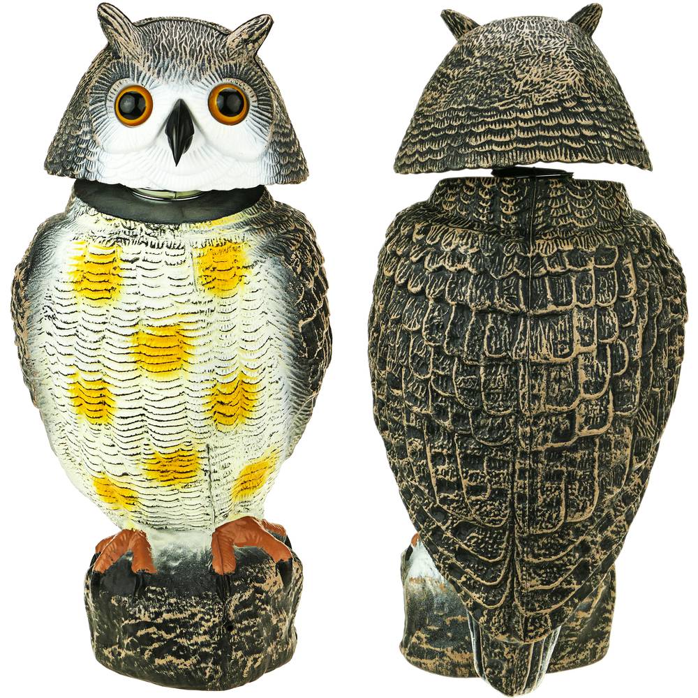 Vogel afstoter uil standbeeld type met geluid 40cm mannelijk