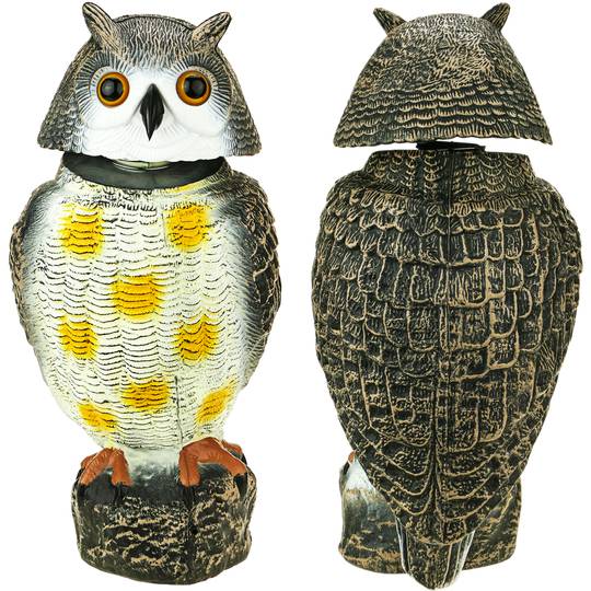 Vogel afstoter uil standbeeld type met geluid 40cm mannelijk