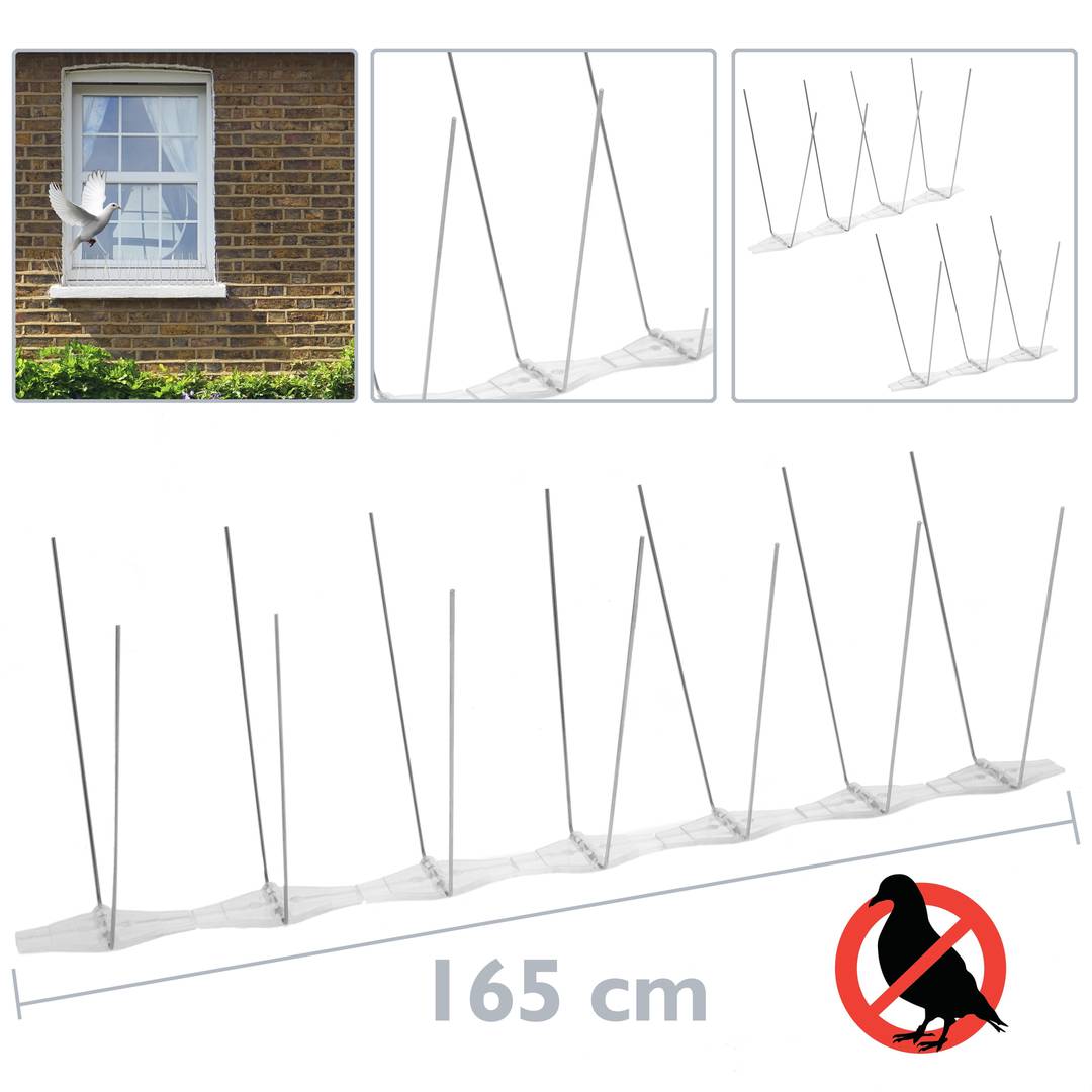 Punxes anti coloms Repelent d'aus Espanta ocells d'acer inoxidable 165 cm