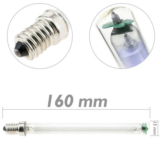 Lampadina fluorescente per lampada elettroinsetticida antizanzare E14 UV 3W BL 160mm