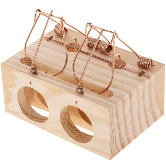 Piccola trappola per topi in legno con 2 ingressi di 9,5 x 6,5 x 8