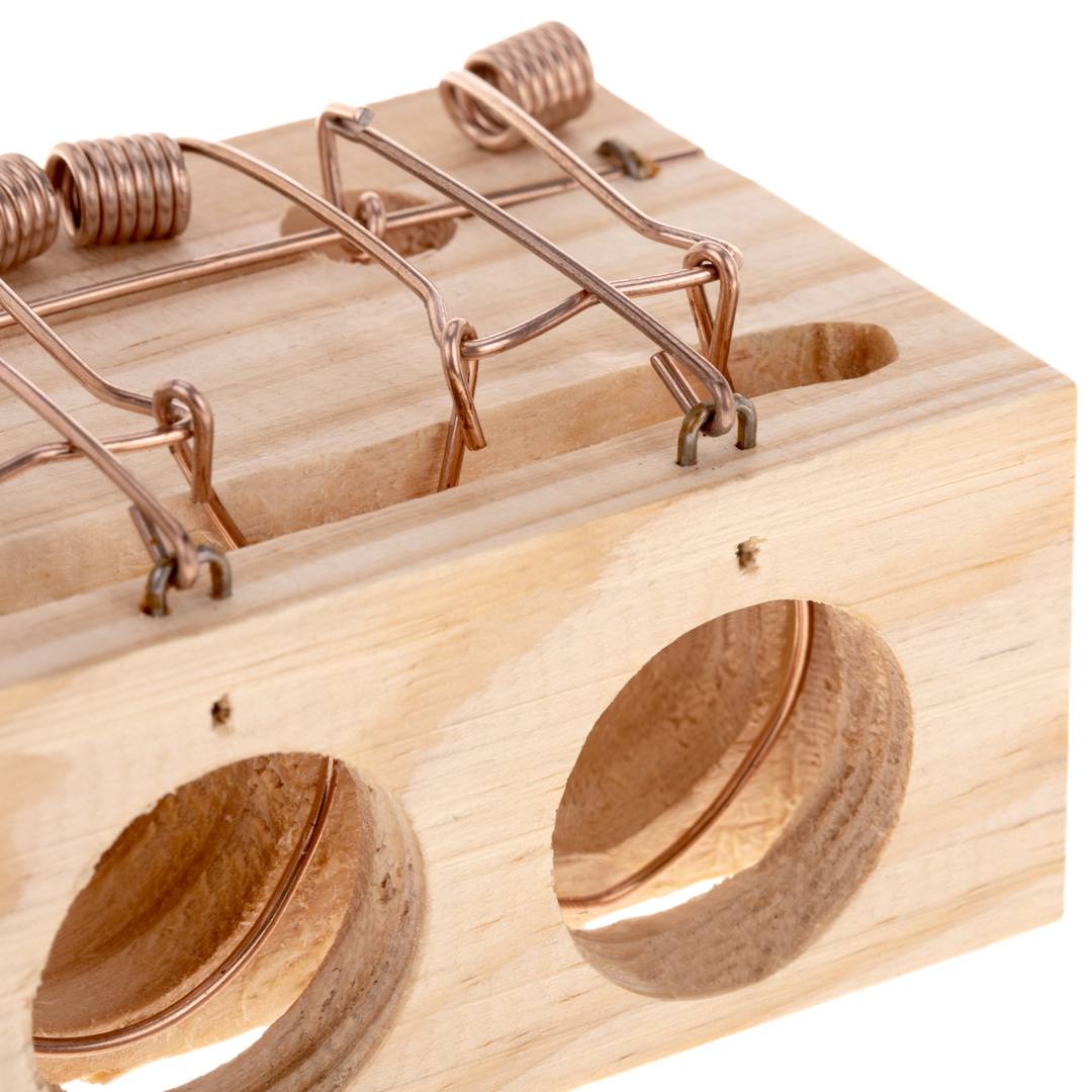 Piccola trappola per topi in legno con 2 ingressi di 9,5 x 6,5 x 8 cm -  Cablematic