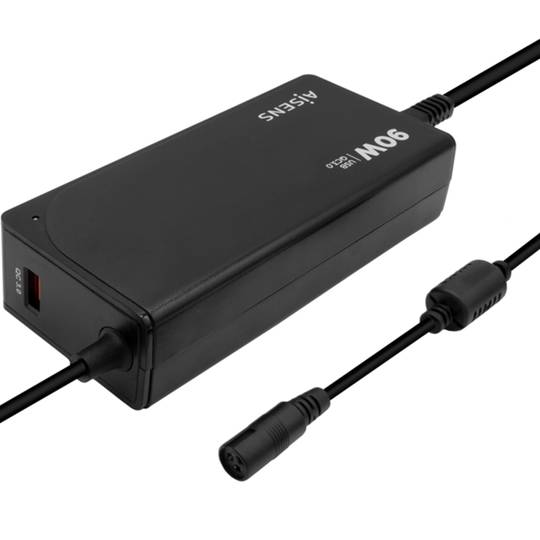Aisens ASLC-90WAUTO-BK Chargeur noir 90W avec 12 connecteurs USB-A et QC3.0