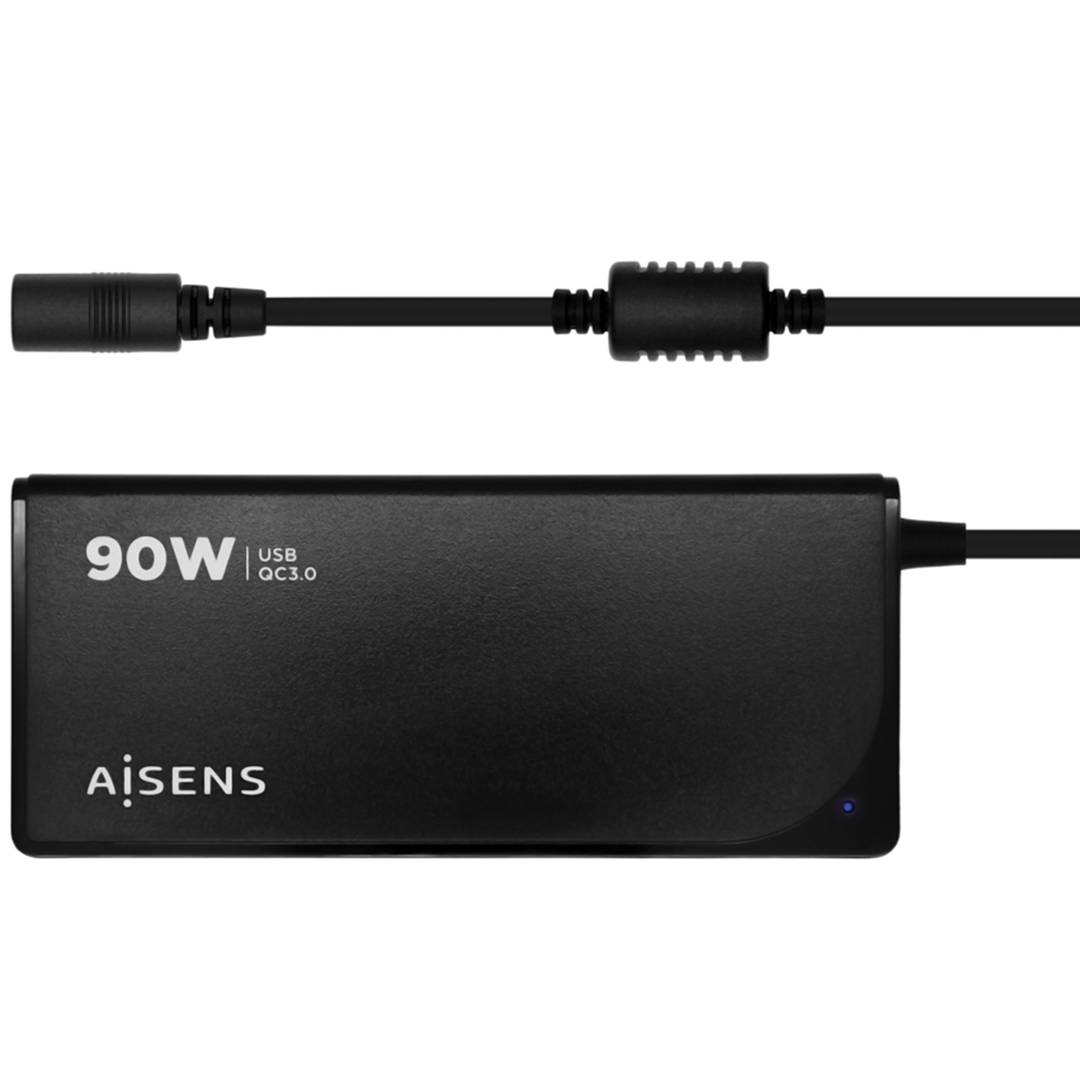 Aisens ASLC-90WAUTO-BK Chargeur noir 90W avec 12 connecteurs USB-A et QC3.0
