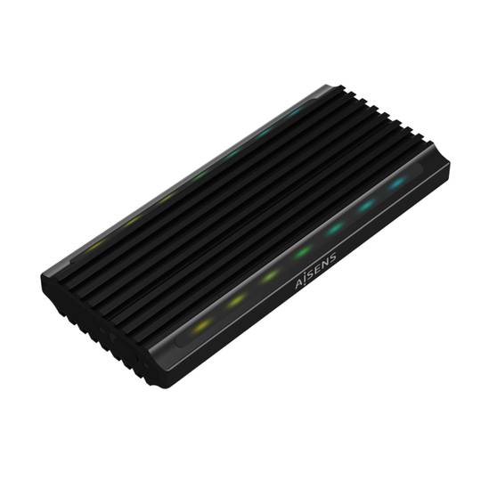 Caixa externa para jogos M.2 NGFF RGB para SSD NVMe para USB 3.1 preto Aisens ASM2-RGB012B