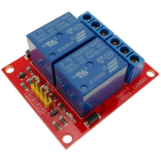 Printed circuit with 2 relay for Arduino ARM PIC AVR DSP STM32 A025 of 5/9/12/24V DW-0014
