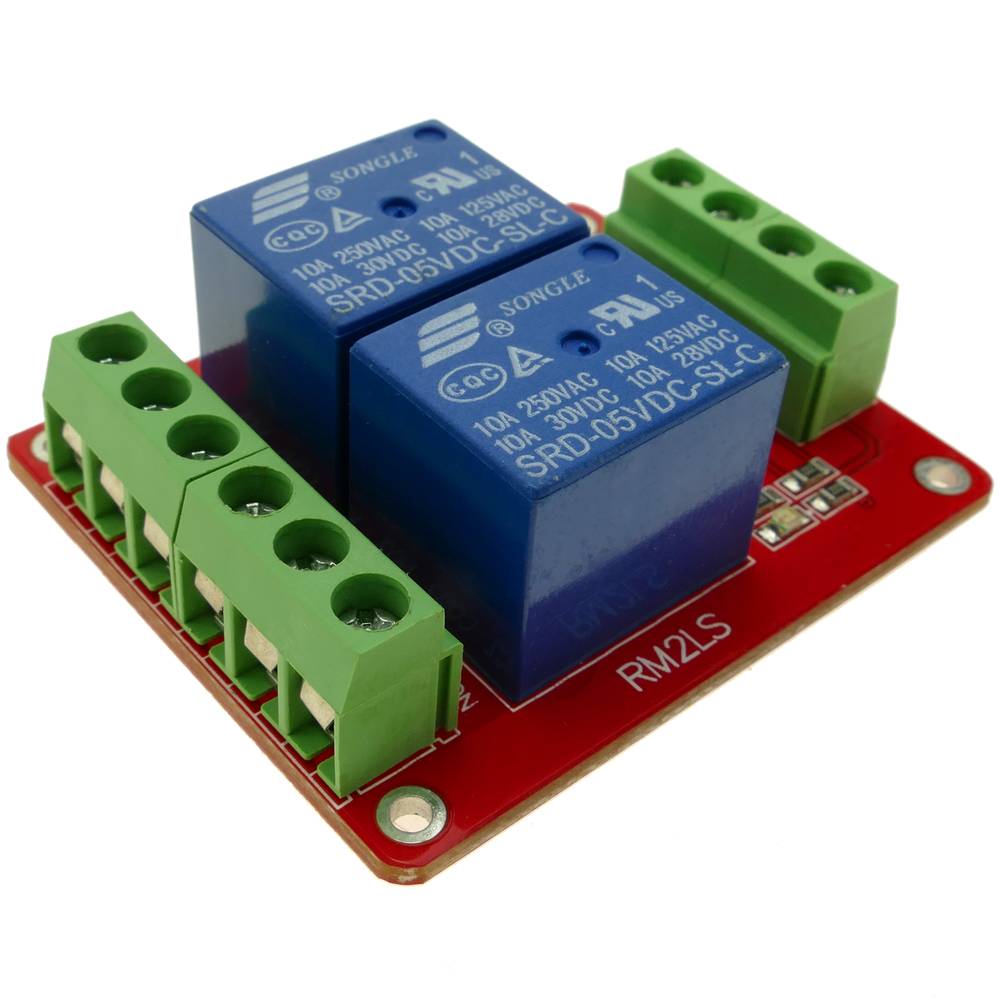 Circuit imprès amb 2 relé per RM2LS de 5/12/24V DW-0023