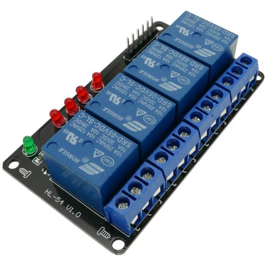 Circuito impreso con 4 relé para PIC ARM AVR DSP TTL de 5/12/24V DW-0006