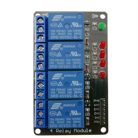Circuito impreso con 4 relé para PIC ARM AVR DSP TTL de 5/12/24V DW-0006