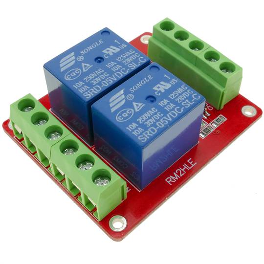Circuit imprès amb 2 relé de 5/12/24V DW-0024