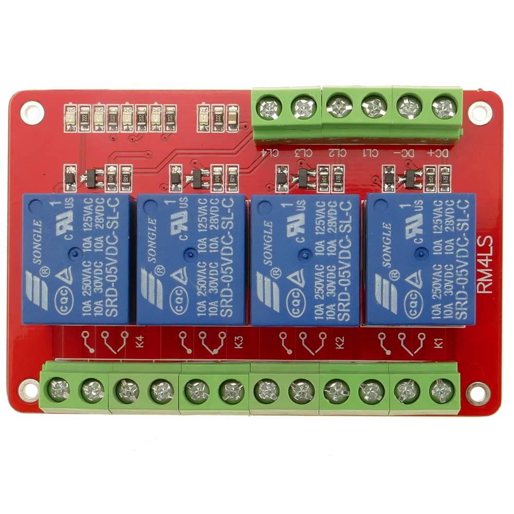 Circuito stampato con 4 relè 5/12/24V per RM4LS DW-0026
