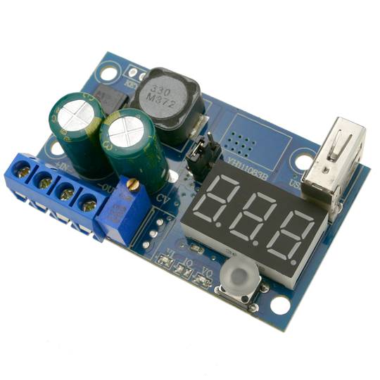 DC-DC-voeding met spanningsregelaar met LCD-display en USB LM2596 DW-0384