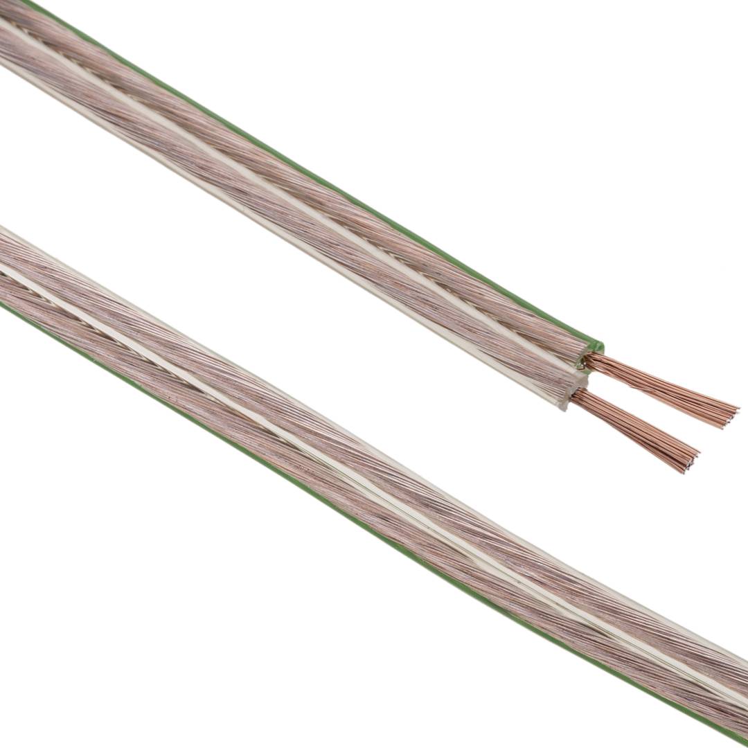 Transparante 2x0.75 Luidsprekerkabelhaspel 50 meter met polariteitsindicator