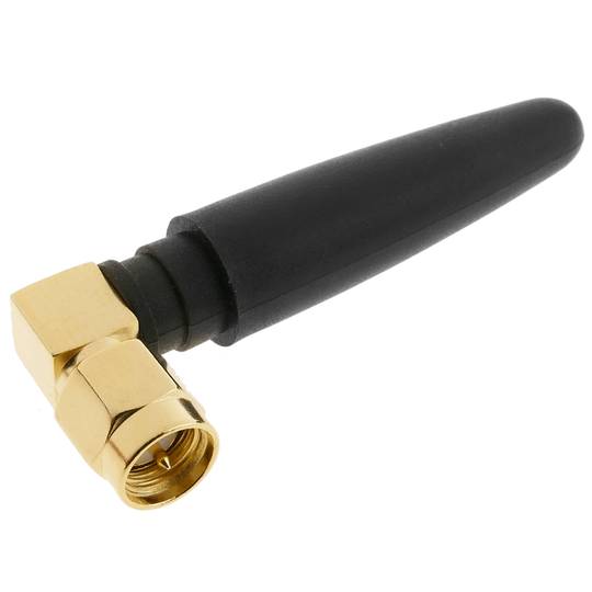 Antena omnidireccional SMA macho de 433 MHz a 2.5 dBi 50mm con angulo recto
