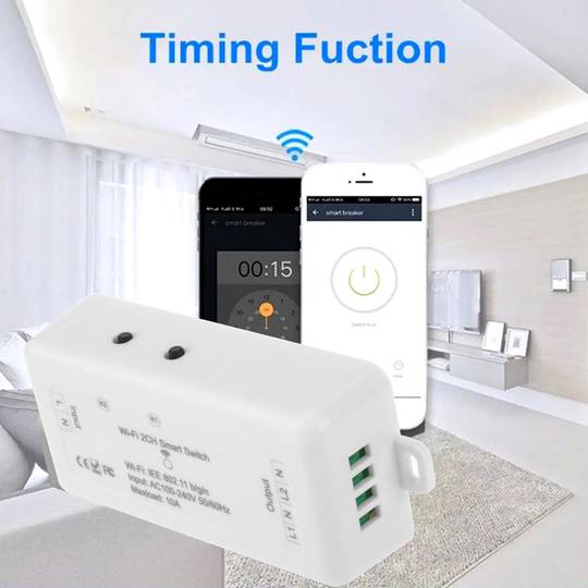 Inteligentny przełącznik Wi-Fi 2-kanałowy zgodny z Google Home, Alexa i IFTTT