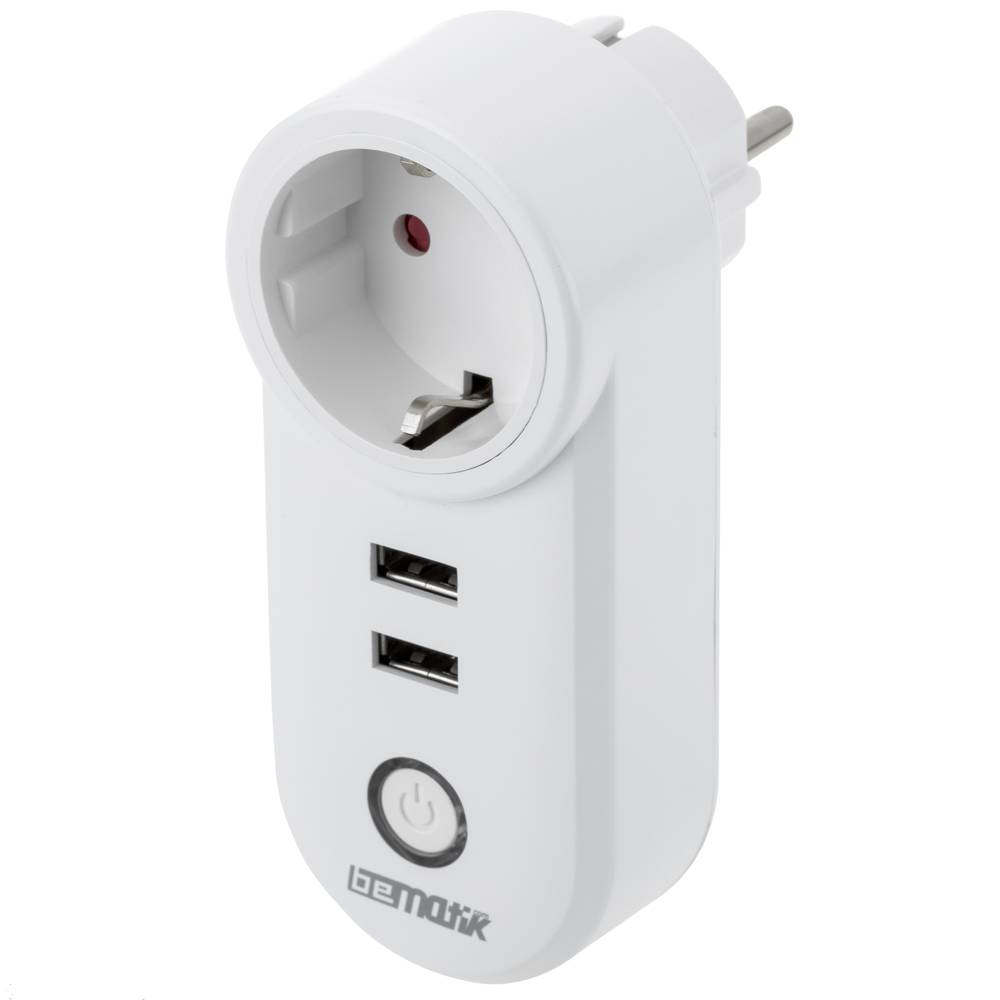 Smart plug 16A 2200W WiFi White with two USB ports compatible with