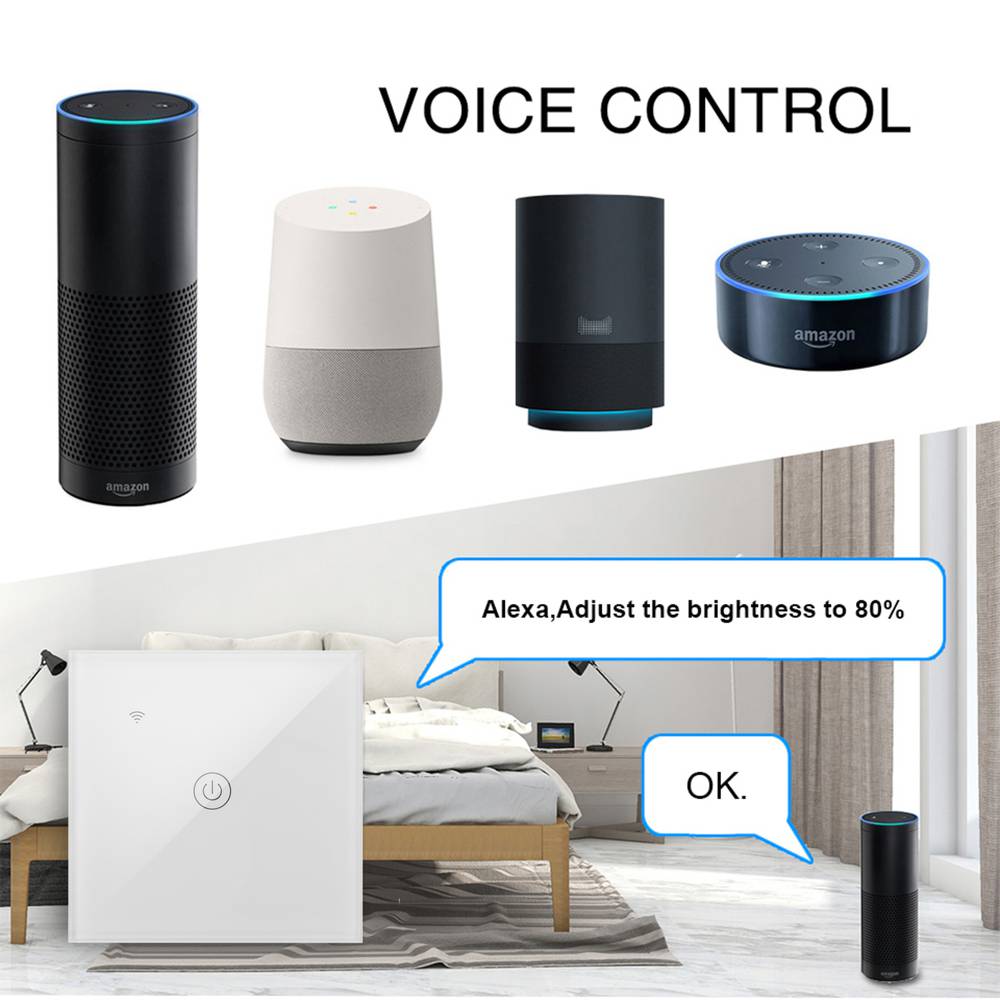 Interruptor intel·ligent tàctil en color blanc compatible amb Google Home, Alexa i IFTTT
