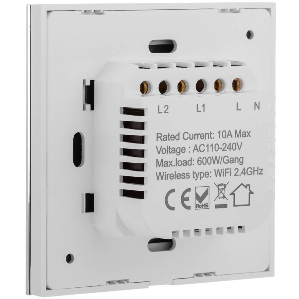 Dual smart touch switch in white color compatible with Google Home, Alexa  and IFTTT - Cablematic