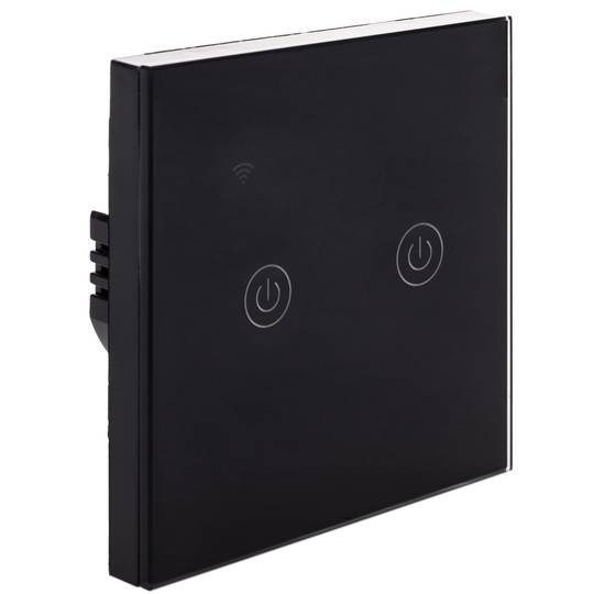 Interrupteur intelligent à double touche noir compatible avec Google Home, Alexa et IFTTT