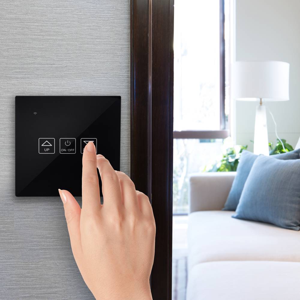 Interruptor de toque inteligente regulável em preto compatível com o Google Home, Alexa e IFTTT