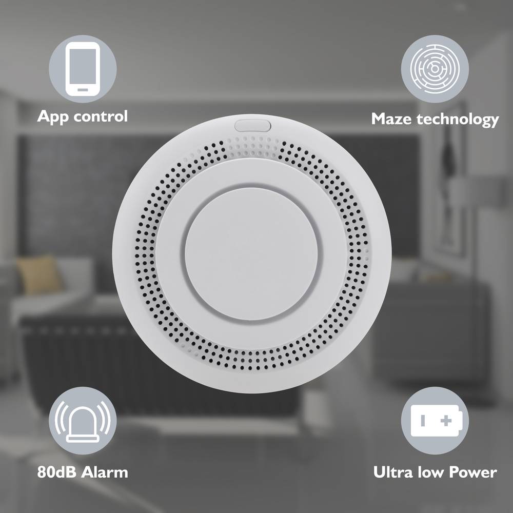  Jemay Alarma de humo Wi-Fi para recibir alertas con aplicación,  detector de humo inteligente inalámbrico con función de autocomprobación  automática, alarma de incendio con sensor fotoeléctrico, batería  reemplazable, WiFi de 2.4