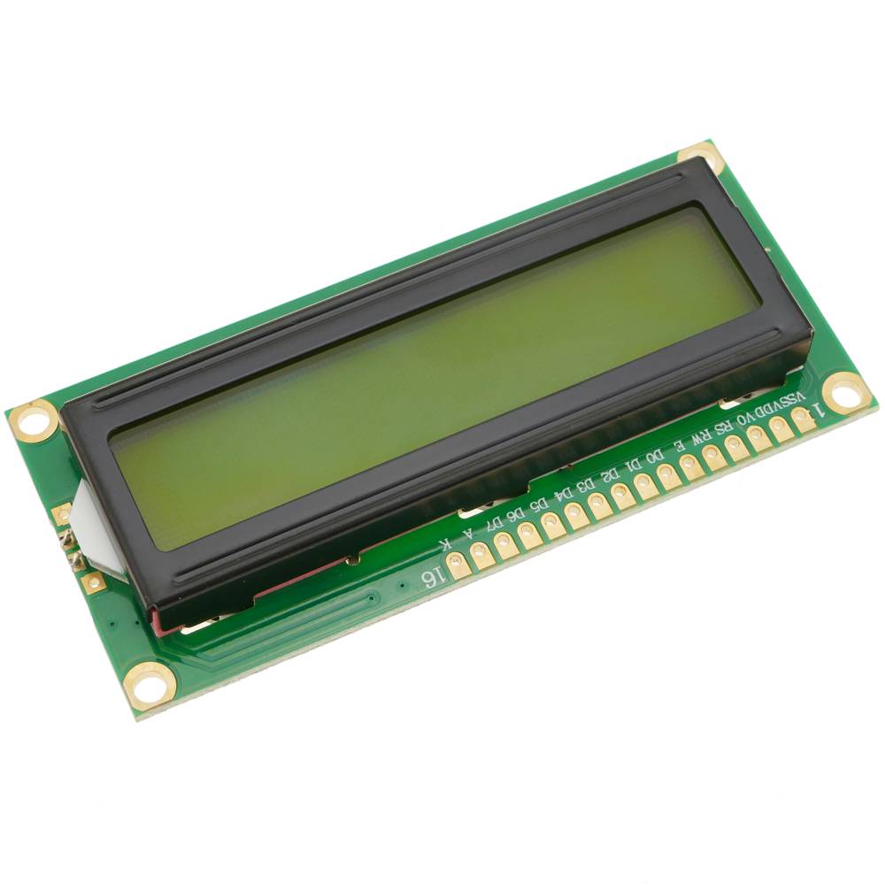 tapa Intercambiar triángulo Módulo electrónico display o visor LCD 16x2 5V amarillo verde  retroiluminado para Arduino - Cablematic