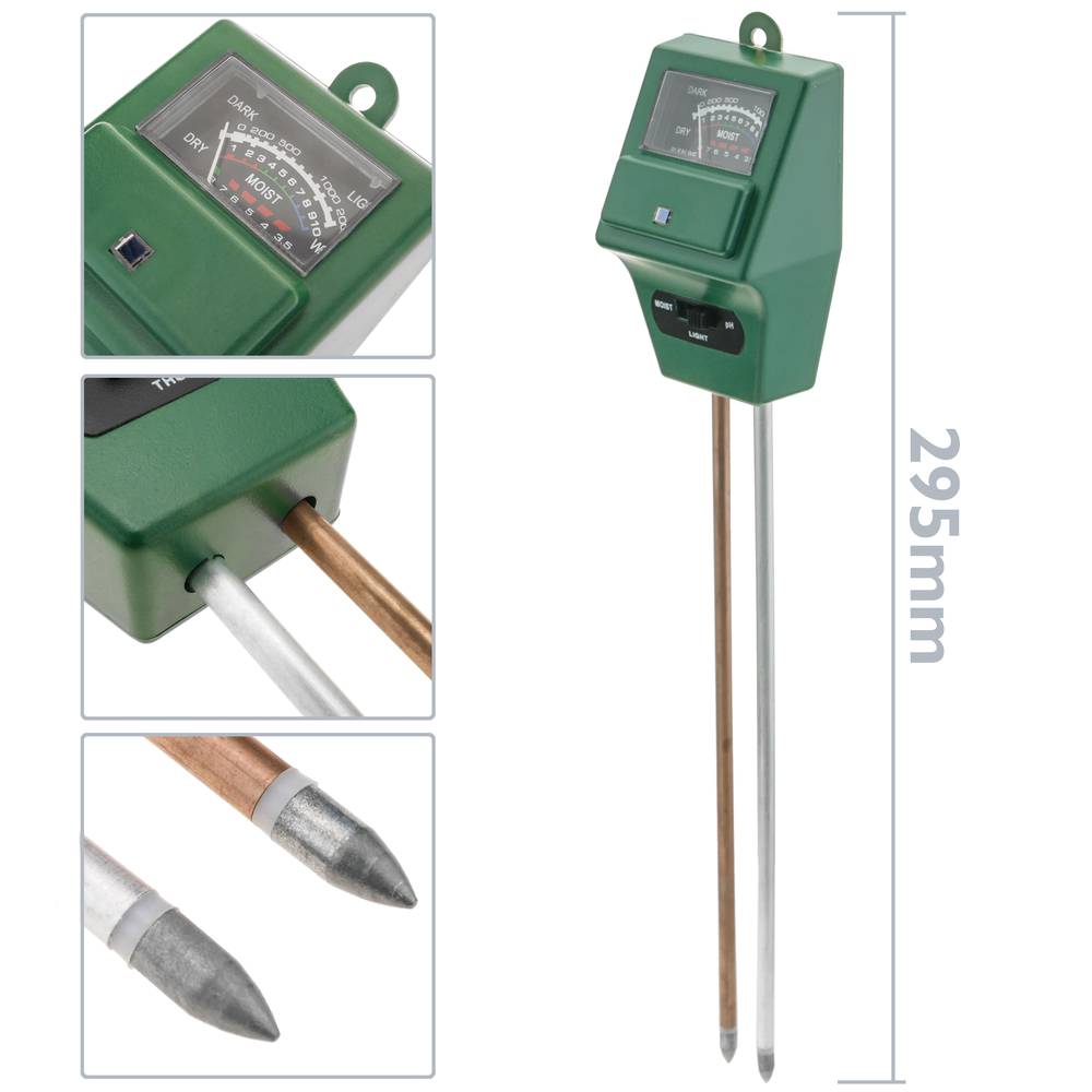 Analog humidity and PH meter with rigid probes for gardening and plants