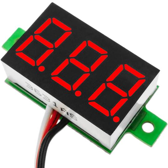 3-cijferig LCD-display rood en met voltmeter 0-100V