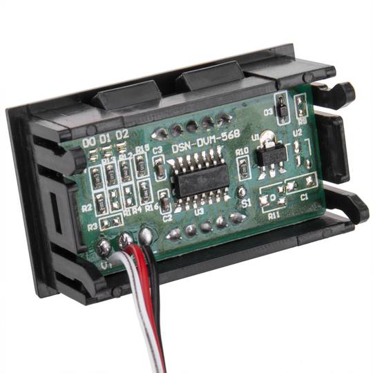 Visor LCD de 3 dígitos verde y con voltímetro 0-100VDC con marco