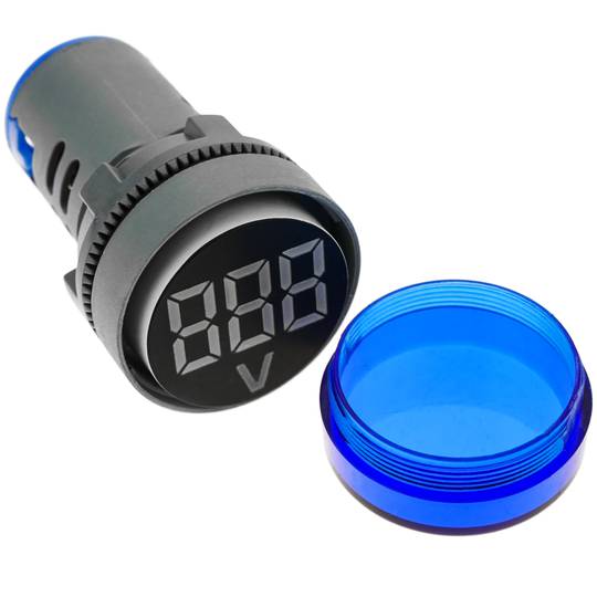 LCD-Display 3-stelliges blu und 50-500 VAC Voltmeter rund 22mm