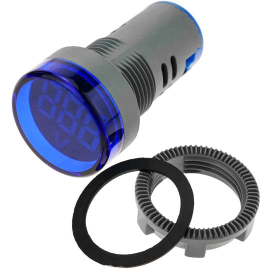 LCD-Display 3-stelliges blu und 50-500 VAC Voltmeter rund 22mm