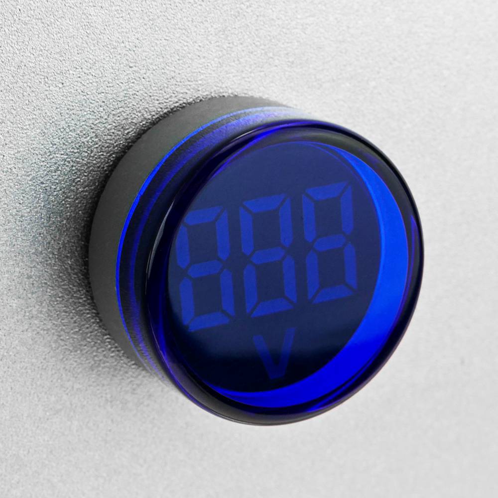 LCD-Display 3-stelliges blu und 50-500 VAC Voltmeter rund 22mm