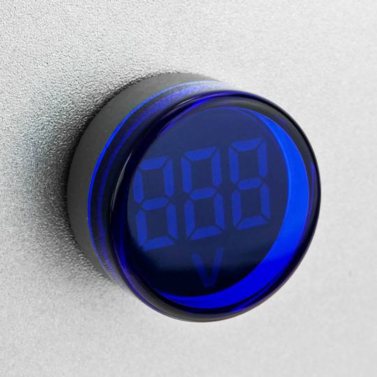 LCD-Display 3-stelliges blu und 50-500 VAC Voltmeter rund 22mm