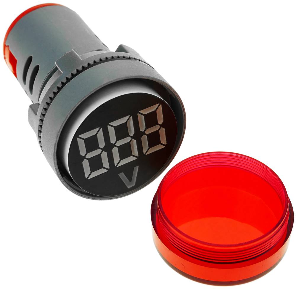 Rood 3-cijferig LCD-scherm met voltmeter 50-500 VAC rond 22 mm