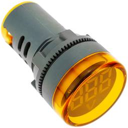 LCD 3-digit display in yellow and with 50-500 VAC voltmeter round 22mm