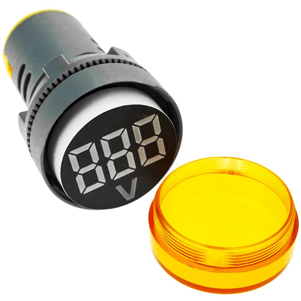 Affichage LCD à 3 chiffres jaune avec voltmètre 50-500 VAC rond 22mm