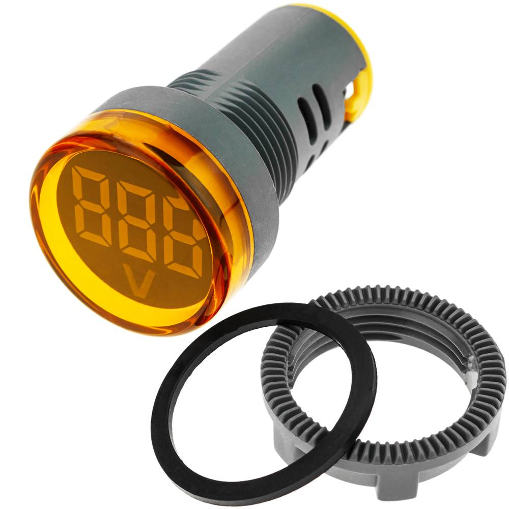 Affichage LCD à 3 chiffres jaune avec voltmètre 50-500 VAC rond 22mm