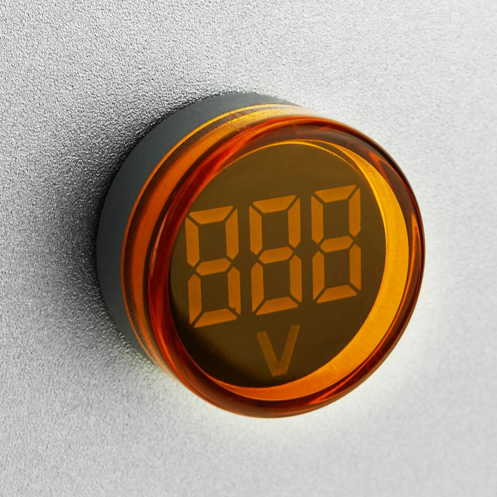 Affichage LCD à 3 chiffres jaune avec voltmètre 50-500 VAC rond 22mm