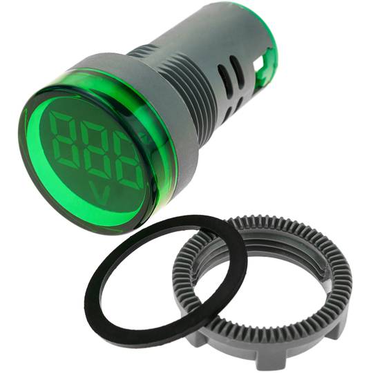 LCD-Display 3-stelliges grün und 50-500 VAC Voltmeter rund 22mm