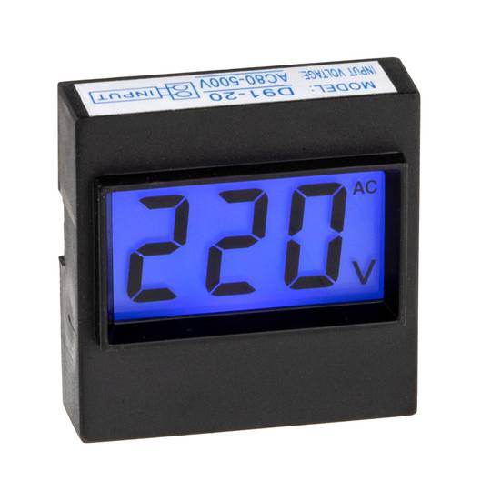 Écran LCD à 3 chiffres avec voltmètre 80-500V pour panneau noir 40x40x12mm