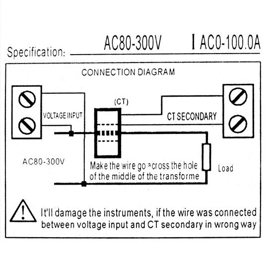 LCD 3 digit display dual with 80-300VAC voltmeter and 100-200A ammeter backlit