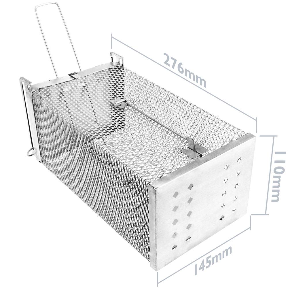 Trappola per ratti topi roditori gabbia metallica 145 x 276 x 110 mm