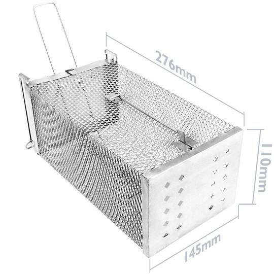 Trappola per ratti topi roditori gabbia metallica 145 x 276 x 110 mm