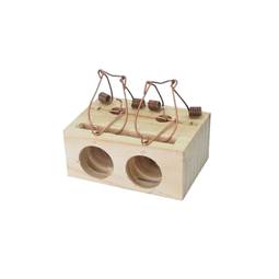Piccola trappola per topi in legno con 2 ingressi che misura 9,5 x 6,4 x 4,1 cm